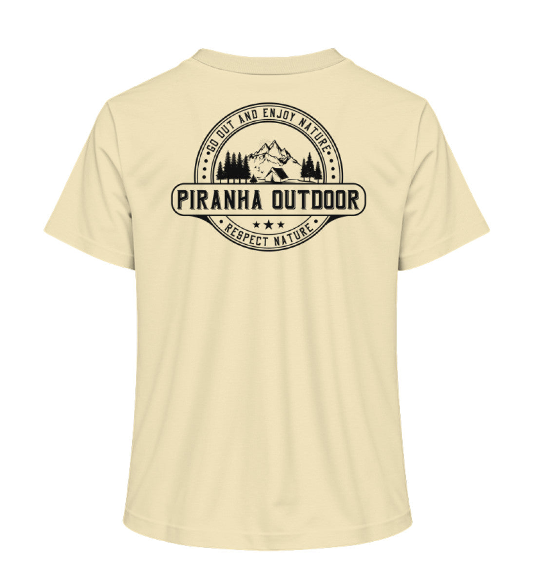 Piranha Outdoor Gipfel Erobern - Damen Premium Bio T-Shirt in Farbe Natural Raw