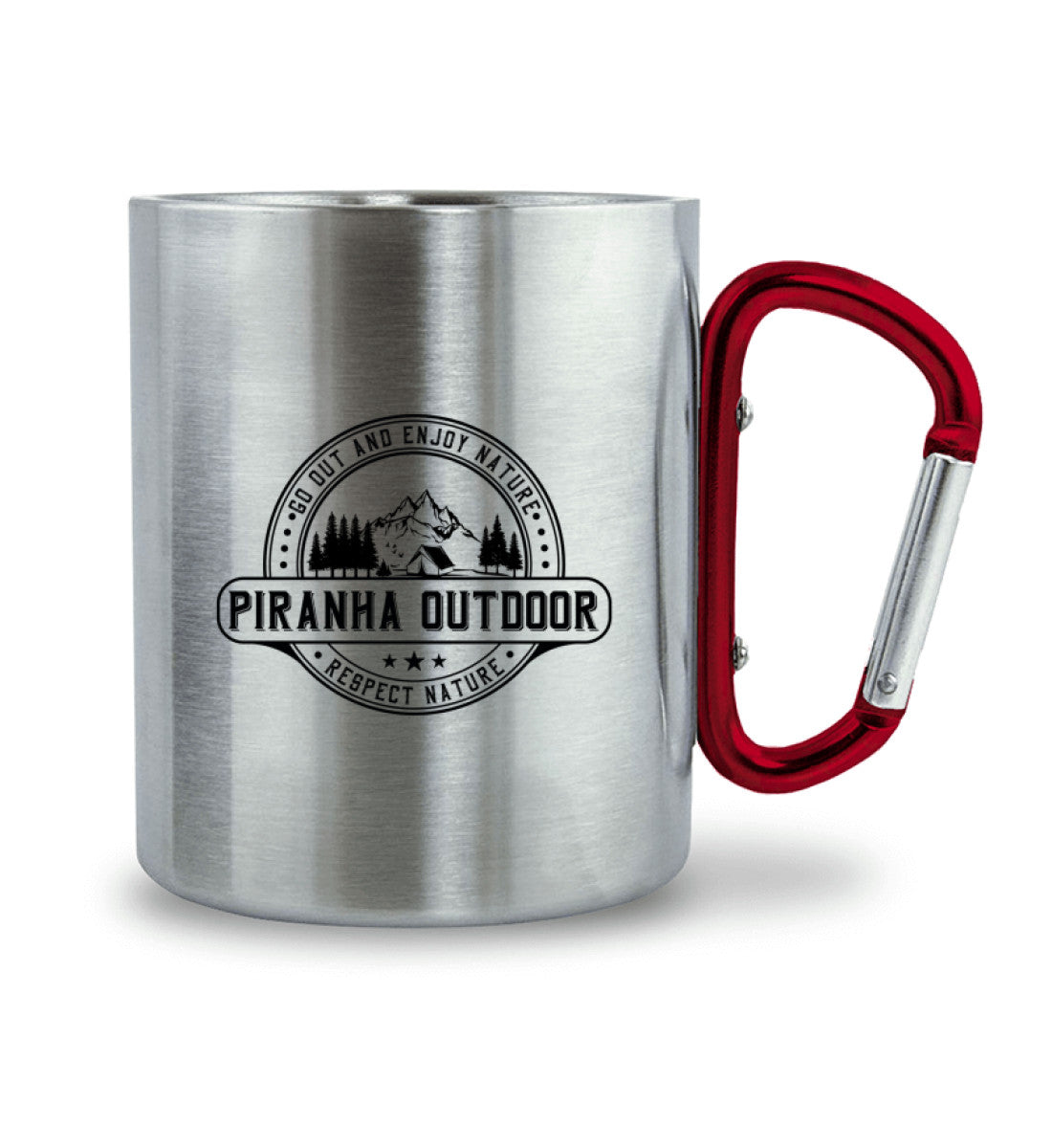 Piranha Outdoor Gipfel Erobern - Edelstahltasse mit Karabinergriff Griff rechts