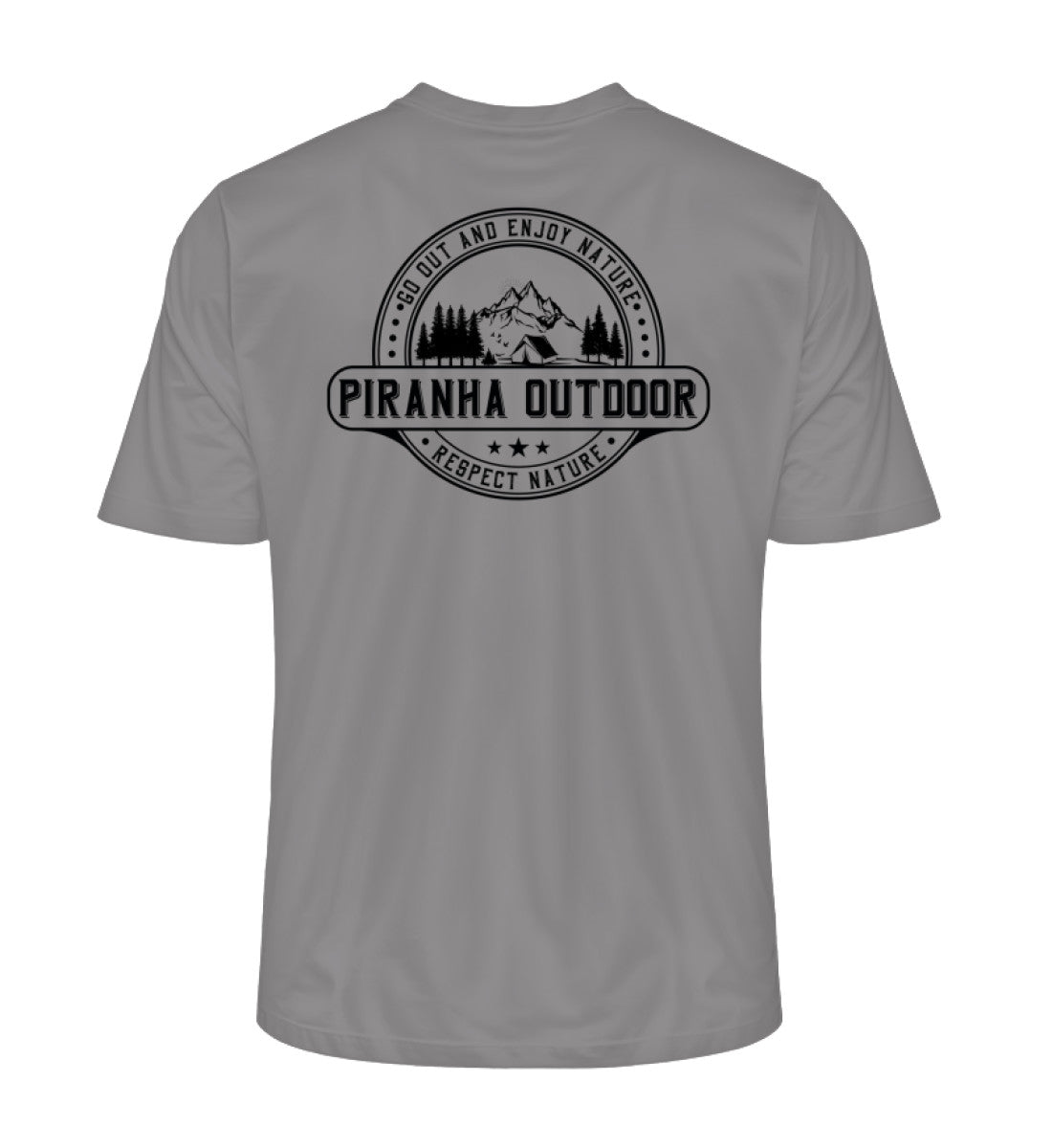 Piranha Outdoor Gipfel Erobern - Herren Premium Bio T-Shirt in Farbe Mid Heather Grey