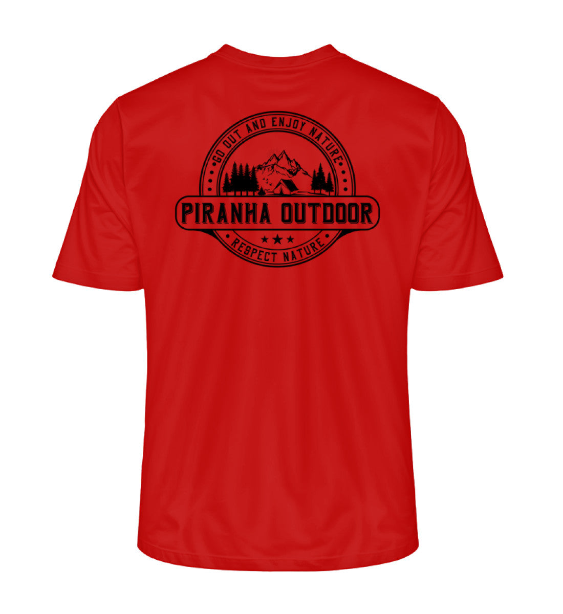 Piranha Outdoor Gipfel Erobern - Herren Premium Bio T-Shirt in Farbe Red