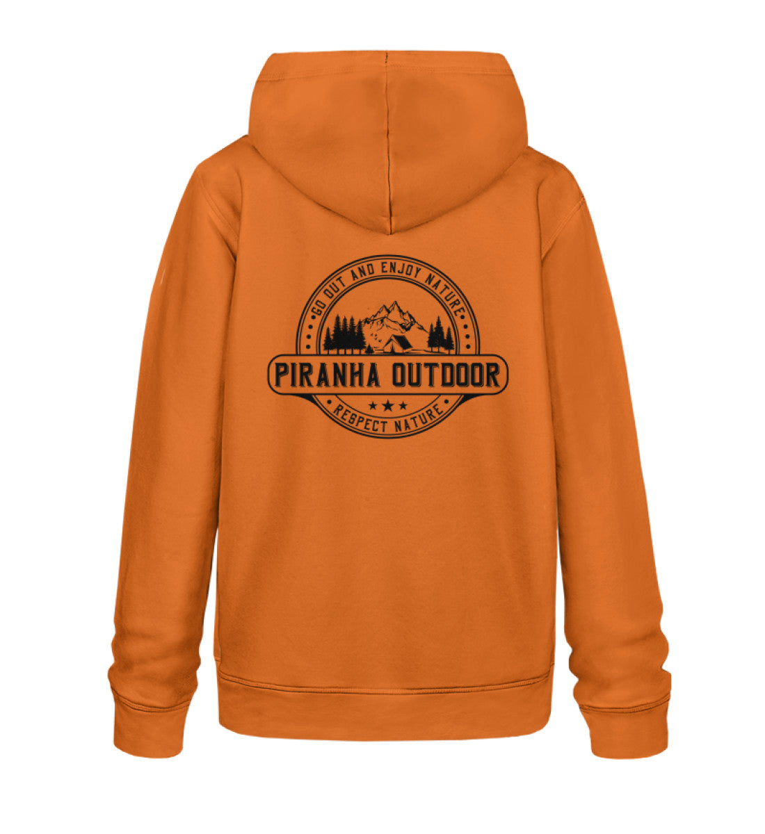 Piranha Outdoor Gipfel Erobern - Unisex Bio Hoodie in Farbe Bright Orange