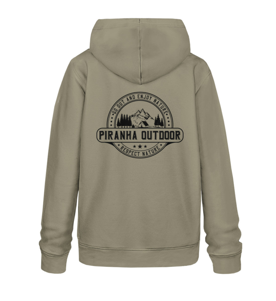 Piranha Outdoor Gipfel Erobern - Unisex Bio Hoodie in Farbe Khaki