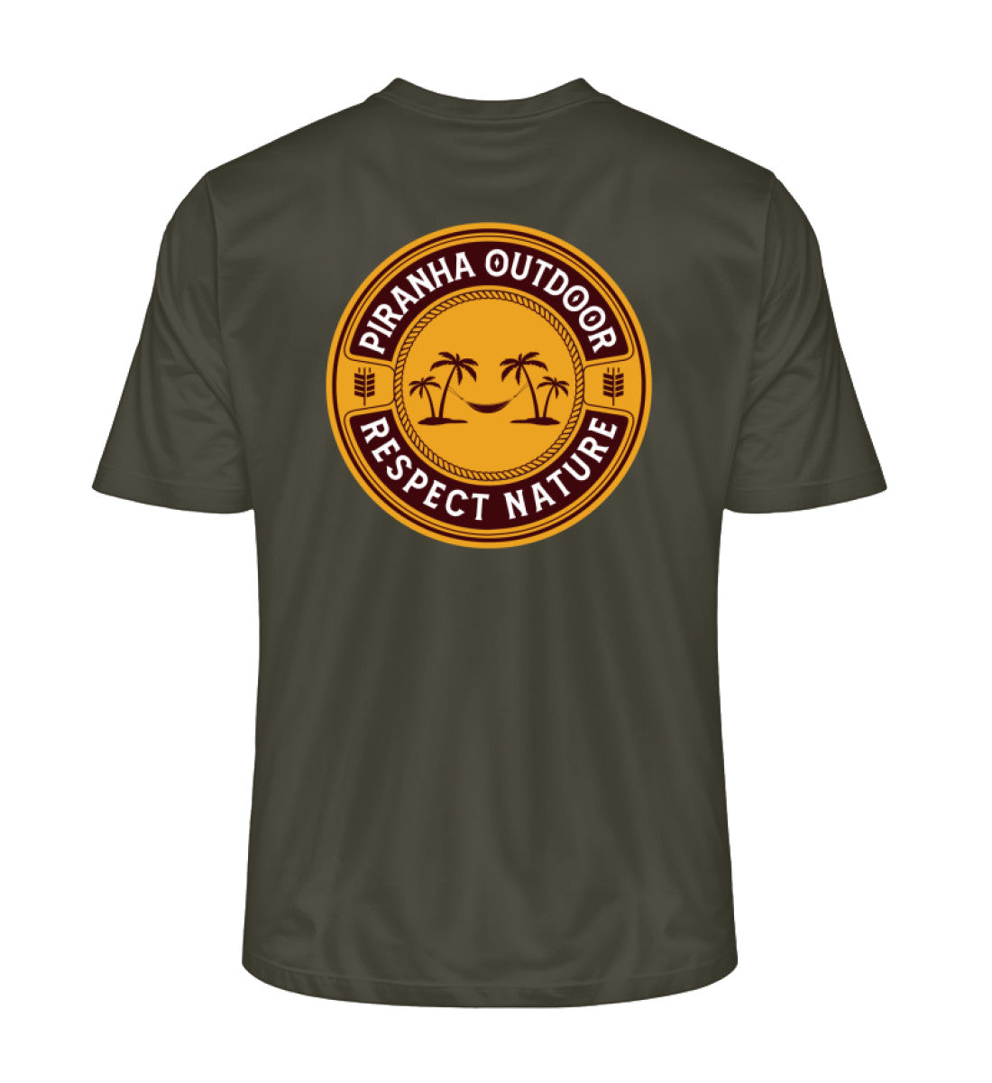 Piranha Outdoor Magische Tropen - Herren Premium Bio T-Shirt in Farbe Khaki