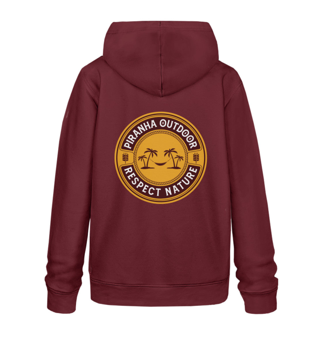Piranha Outdoor Magische Tropen - Unisex Bio Hoodie in Farbe Burgundy