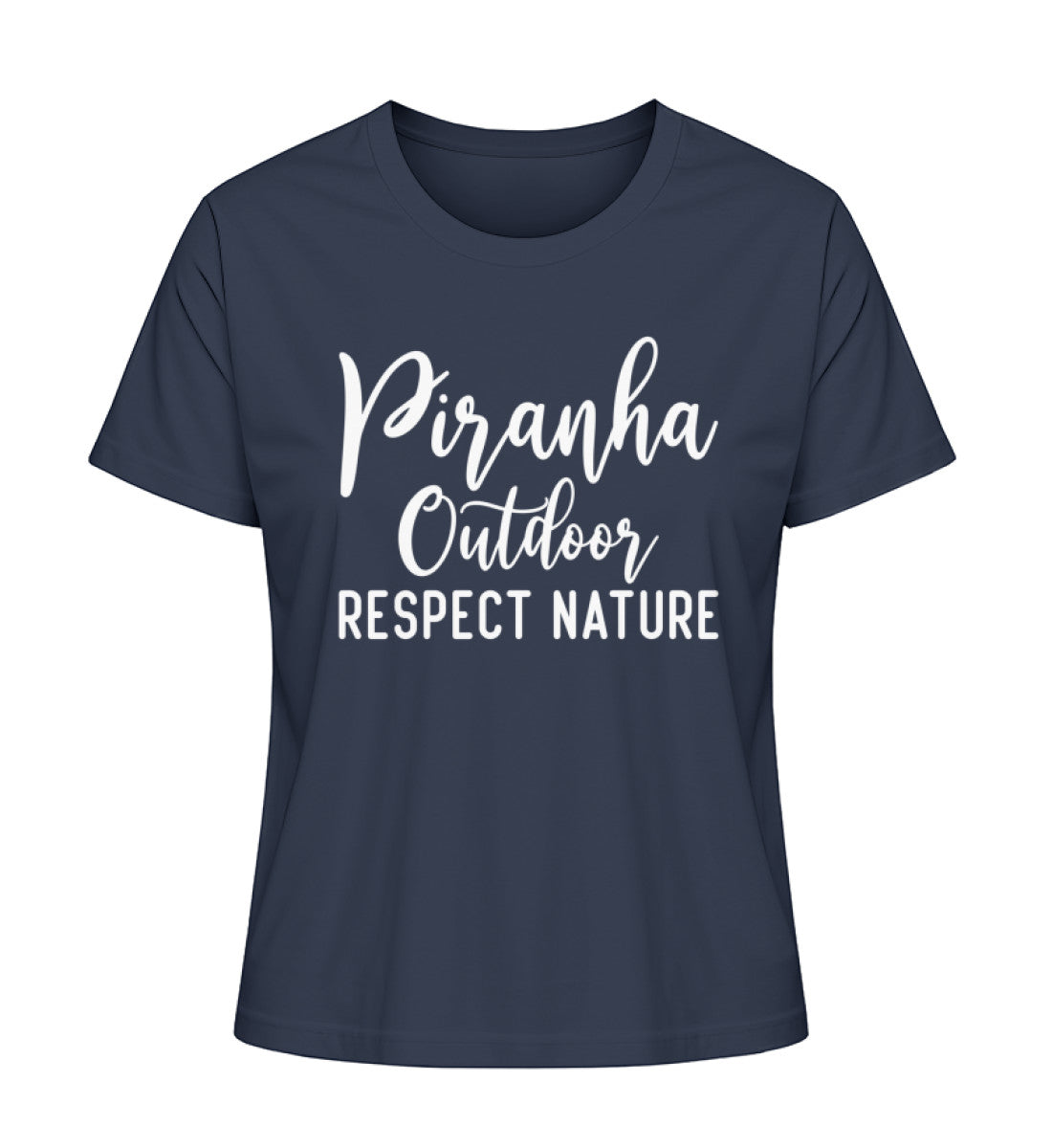 Piranha Outdoor Natur Respekt - Damen Premium Bio T-Shirt in Farbe French Navy