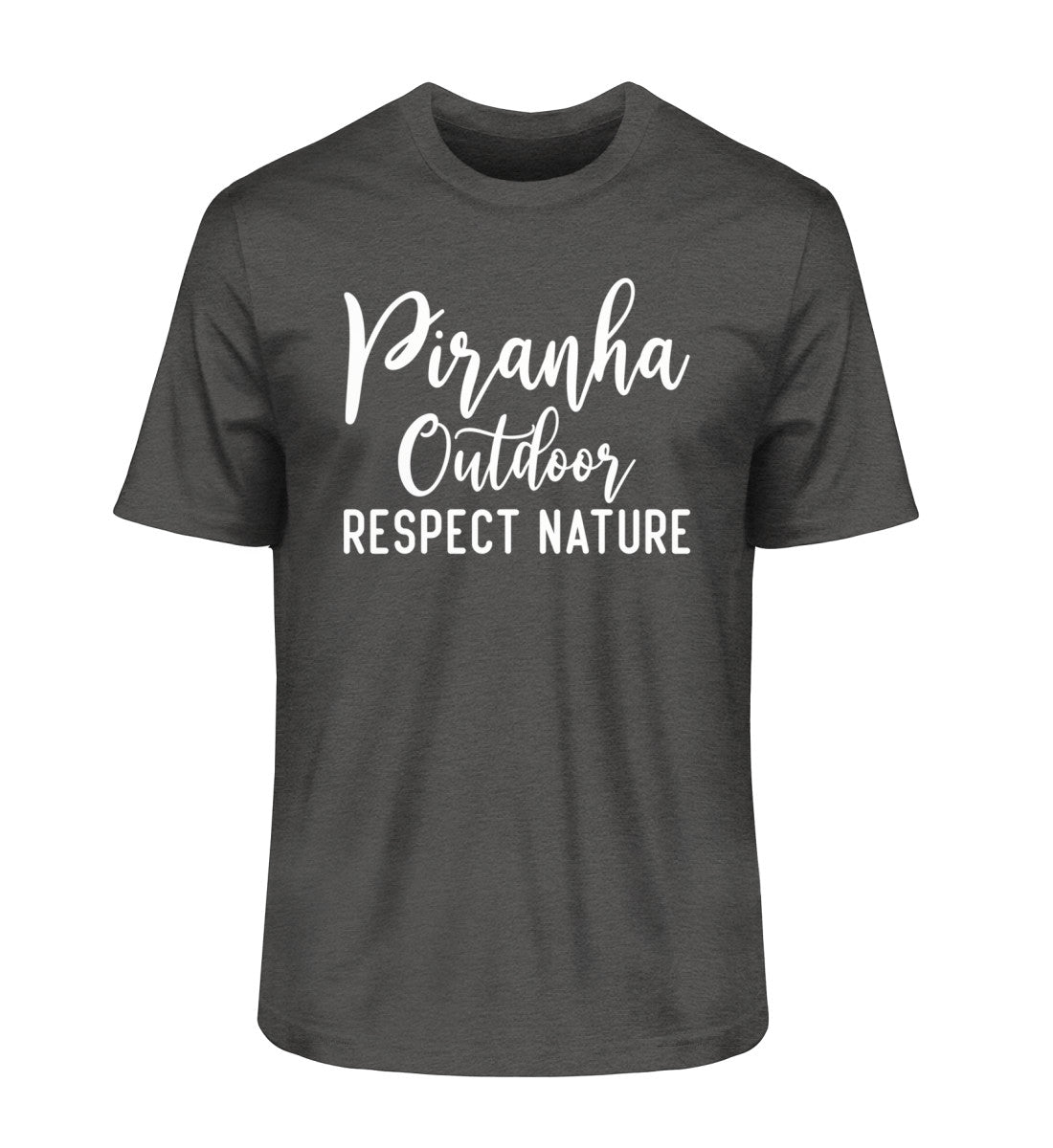 Piranha Outdoor Natur Respekt - Herren Premium Bio T-Shirt in Farbe Dark Heather Grey