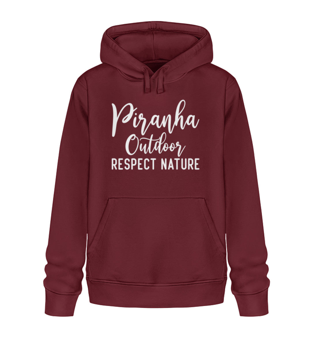 Piranha Outdoor Natur Respekt - Unisex Bio Hoodie in Farbe Burgundy