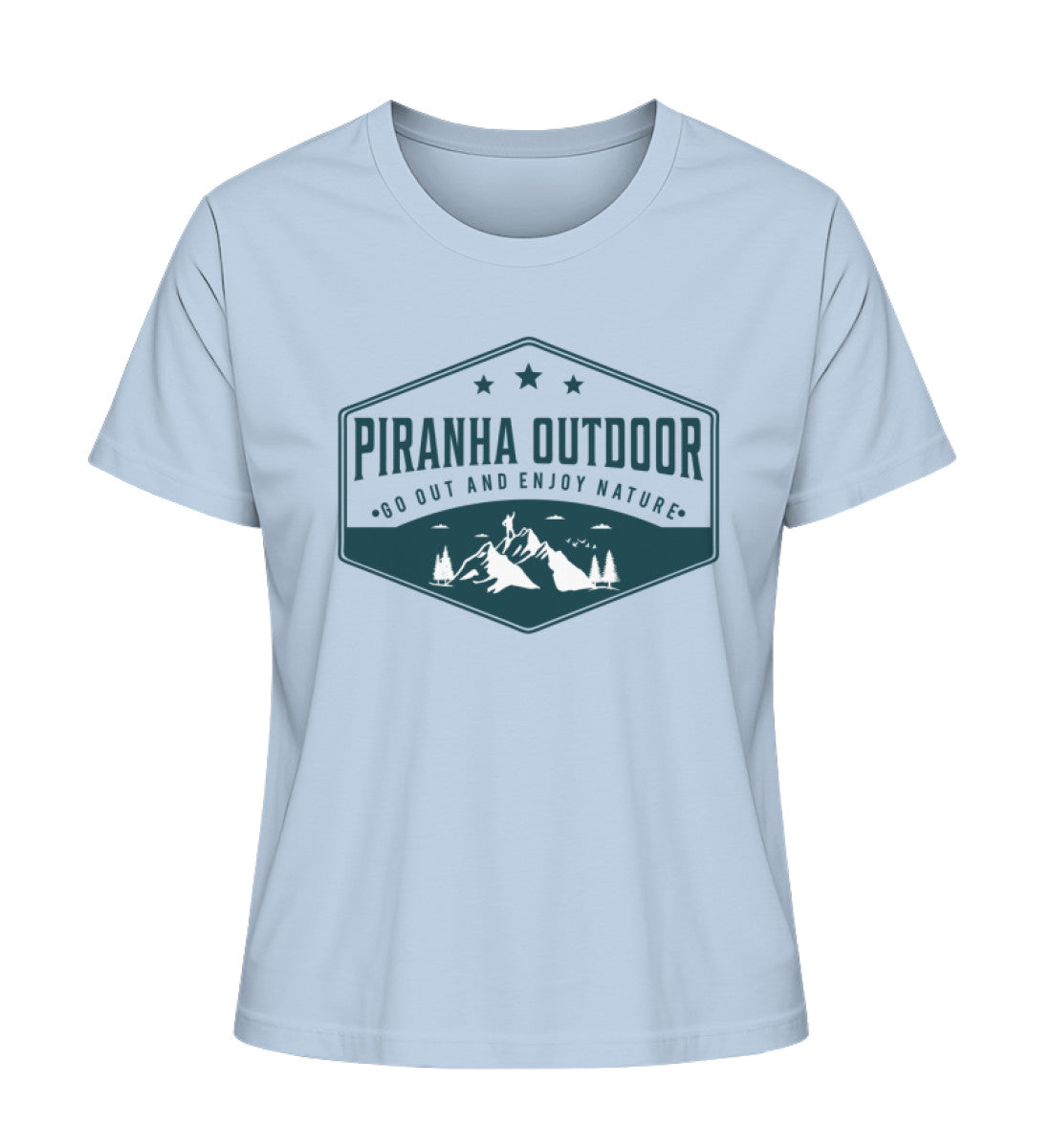 Piranha Outdoor Natur Ruhe - Damen Premium Bio T-Shirt in Farbe Blue Soul