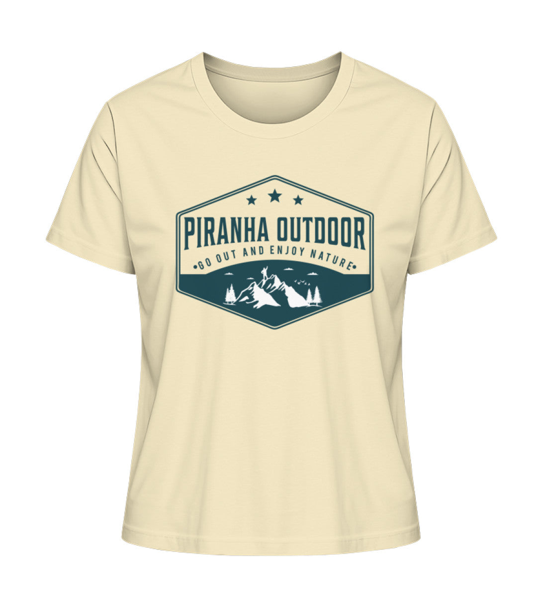 Piranha Outdoor Natur Ruhe - Damen Premium Bio T-Shirt in Farbe Natural Raw
