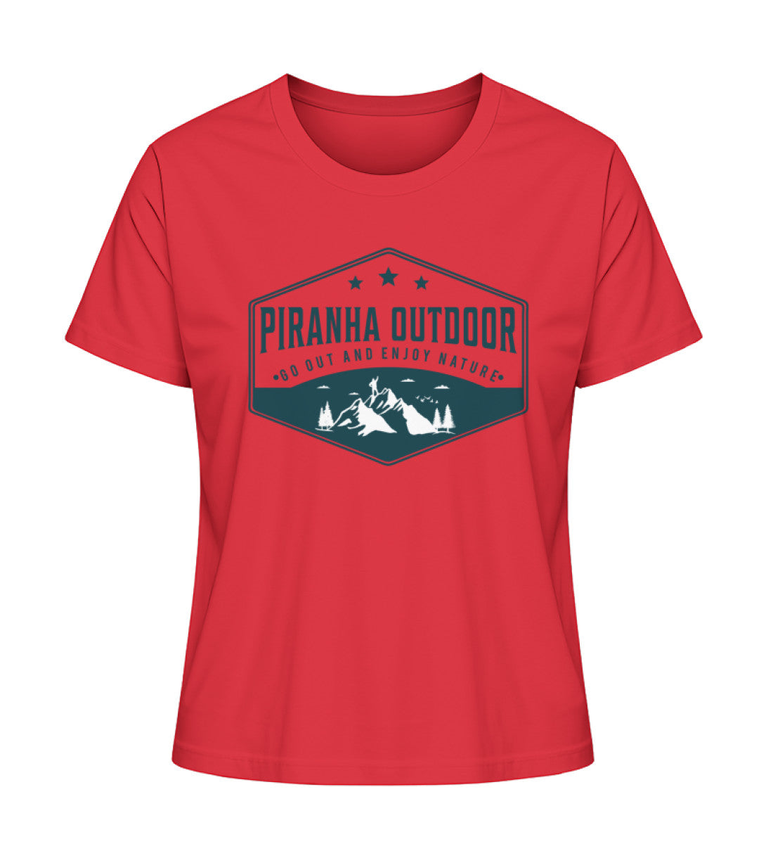 Piranha Outdoor Natur Ruhe - Damen Premium Bio T-Shirt in Farbe Red