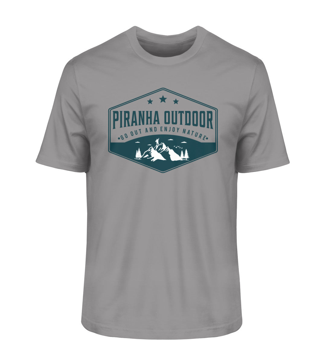 Piranha Outdoor Natur Ruhe - Herren Premium Bio T-Shirt in Farbe Mid Heather Grey