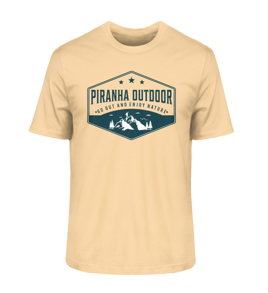 Piranha Outdoor Natur Ruhe - Herren Premium Bio T-Shirt in Farbe Nispero