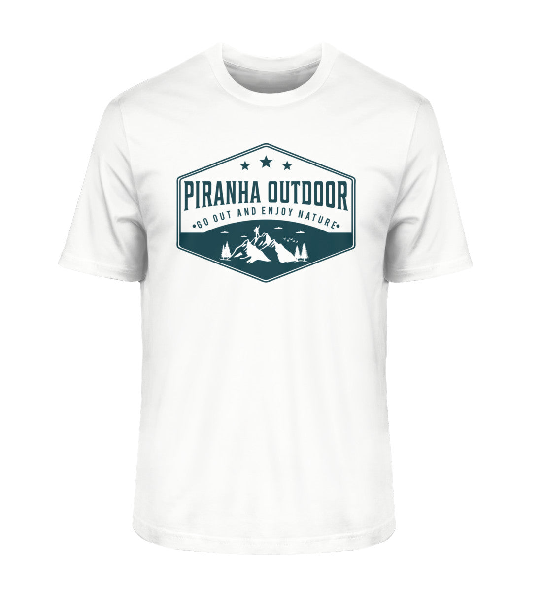 Piranha Outdoor Natur Ruhe - Herren Premium Bio T-Shirt in Farbe White