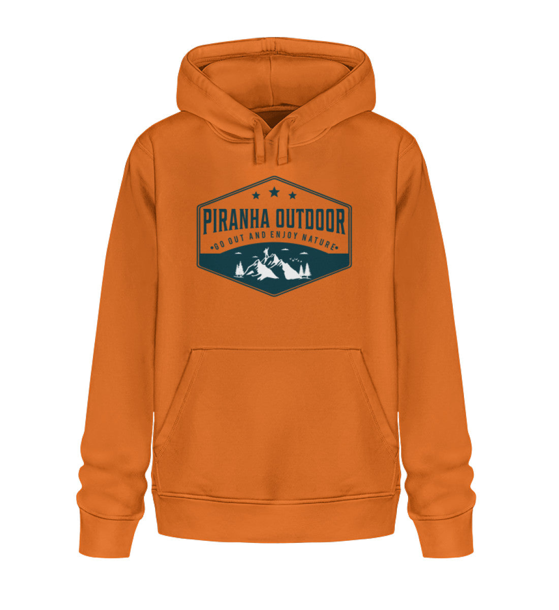 Piranha Outdoor Natur Ruhe - Unisex Bio Hoodie in Farbe Bright Orange