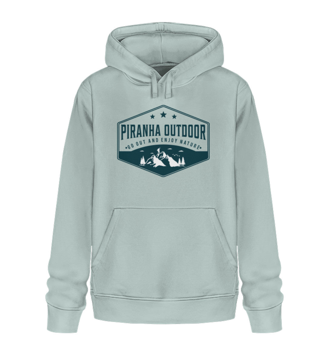 Piranha Outdoor Natur Ruhe - Unisex Bio Hoodie in Farbe Caribbean Blue