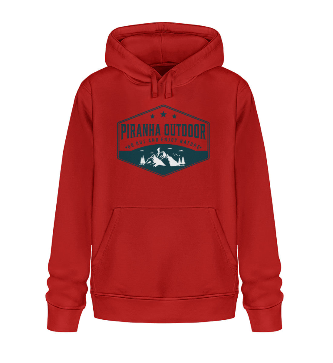 Piranha Outdoor Natur Ruhe - Unisex Bio Hoodie in Farbe Red