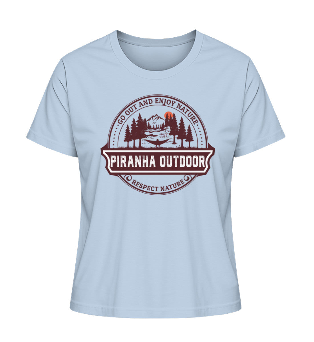 Piranha Outdoor Wald Harmonie - Damen Premium Bio T-Shirt in Farbe Blue Soul