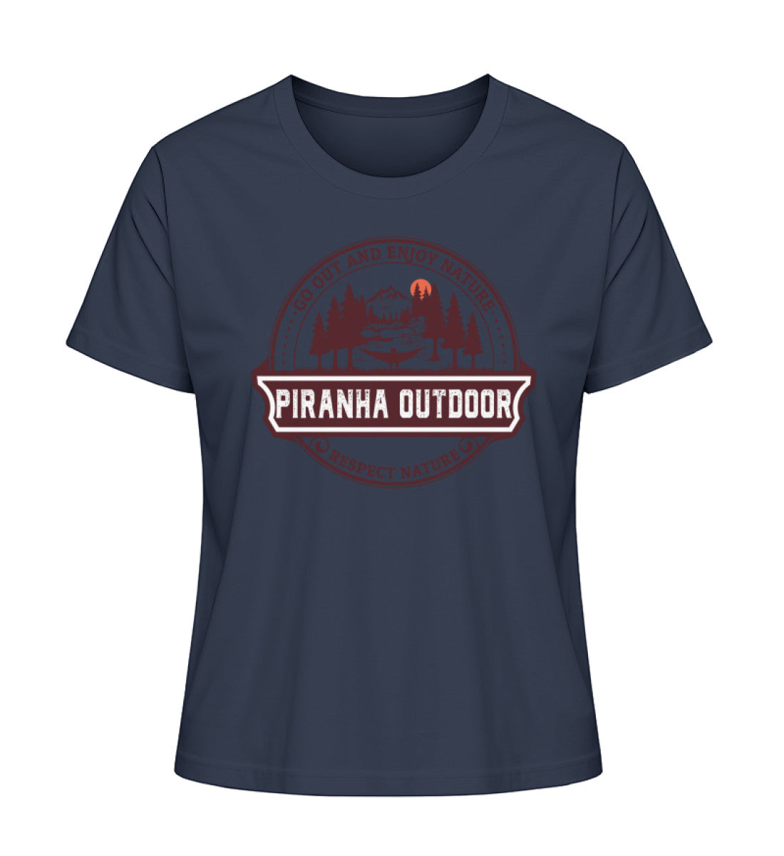 Piranha Outdoor Wald Harmonie - Damen Premium Bio T-Shirt in Farbe French Navy