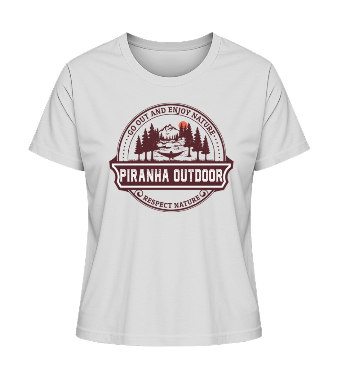 Piranha Outdoor Wald Harmonie - Damen Premium Bio T-Shirt in Farbe Heather Grey