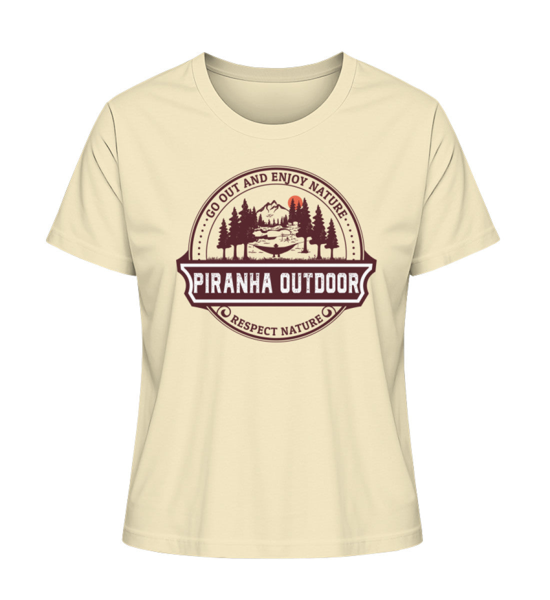 Piranha Outdoor Wald Harmonie - Damen Premium Bio T-Shirt in Farbe Natural Raw
