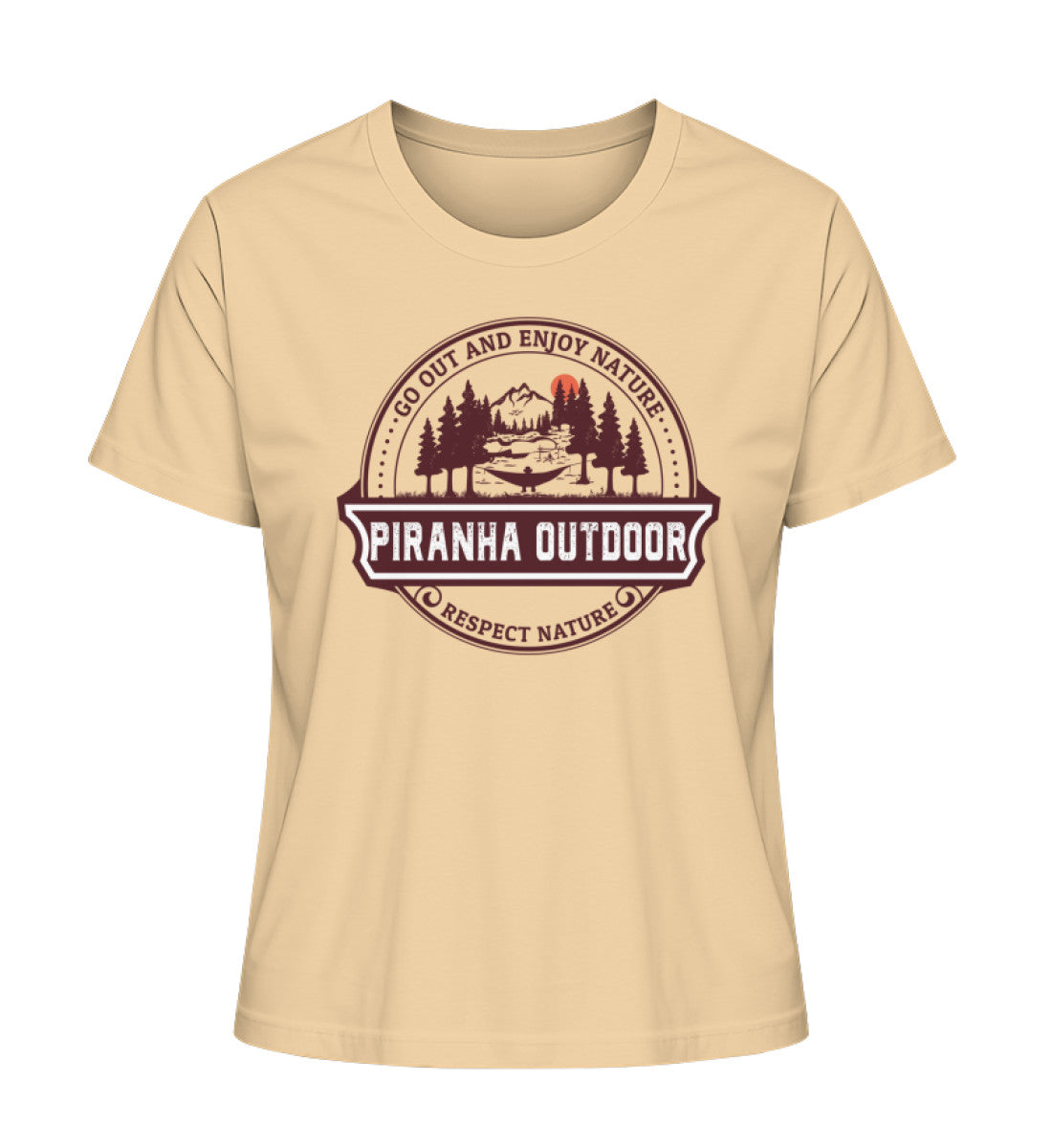 Piranha Outdoor Wald Harmonie - Damen Premium Bio T-Shirt in Farbe Nispero
