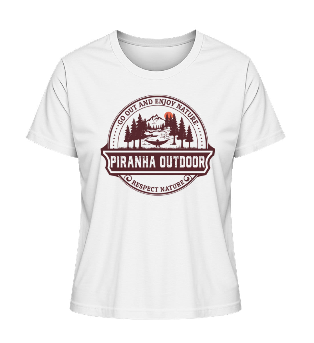 Piranha Outdoor Wald Harmonie - Damen Premium Bio T-Shirt in Farbe White
