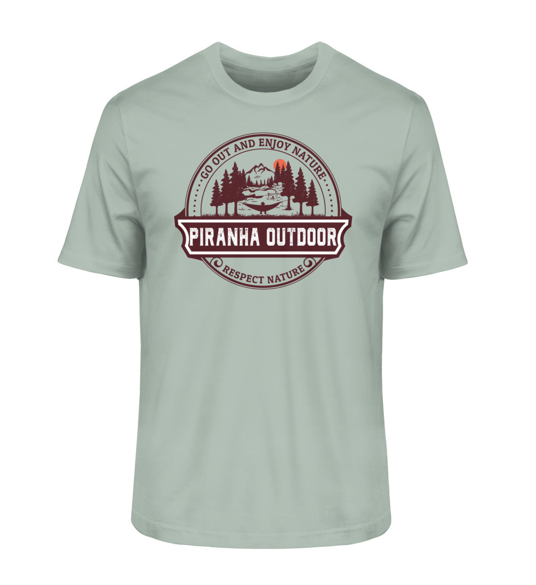 Piranha Outdoor Wald Harmonie - Herren Premium Bio T-Shirt in Farbe Aloe
