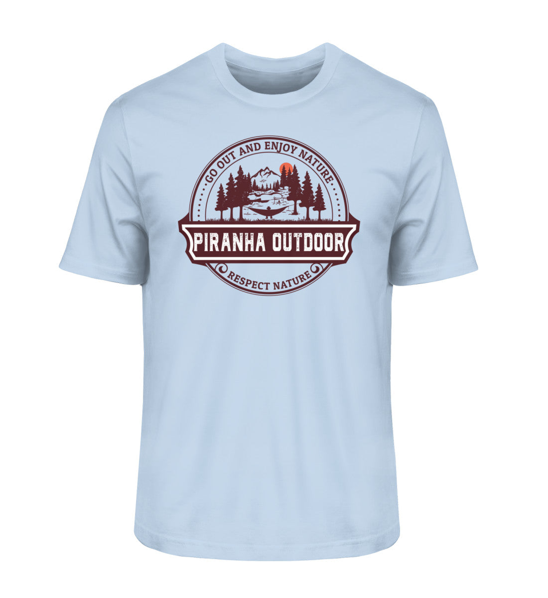 Piranha Outdoor Wald Harmonie - Herren Premium Bio T-Shirt in Farbe Blue Soul