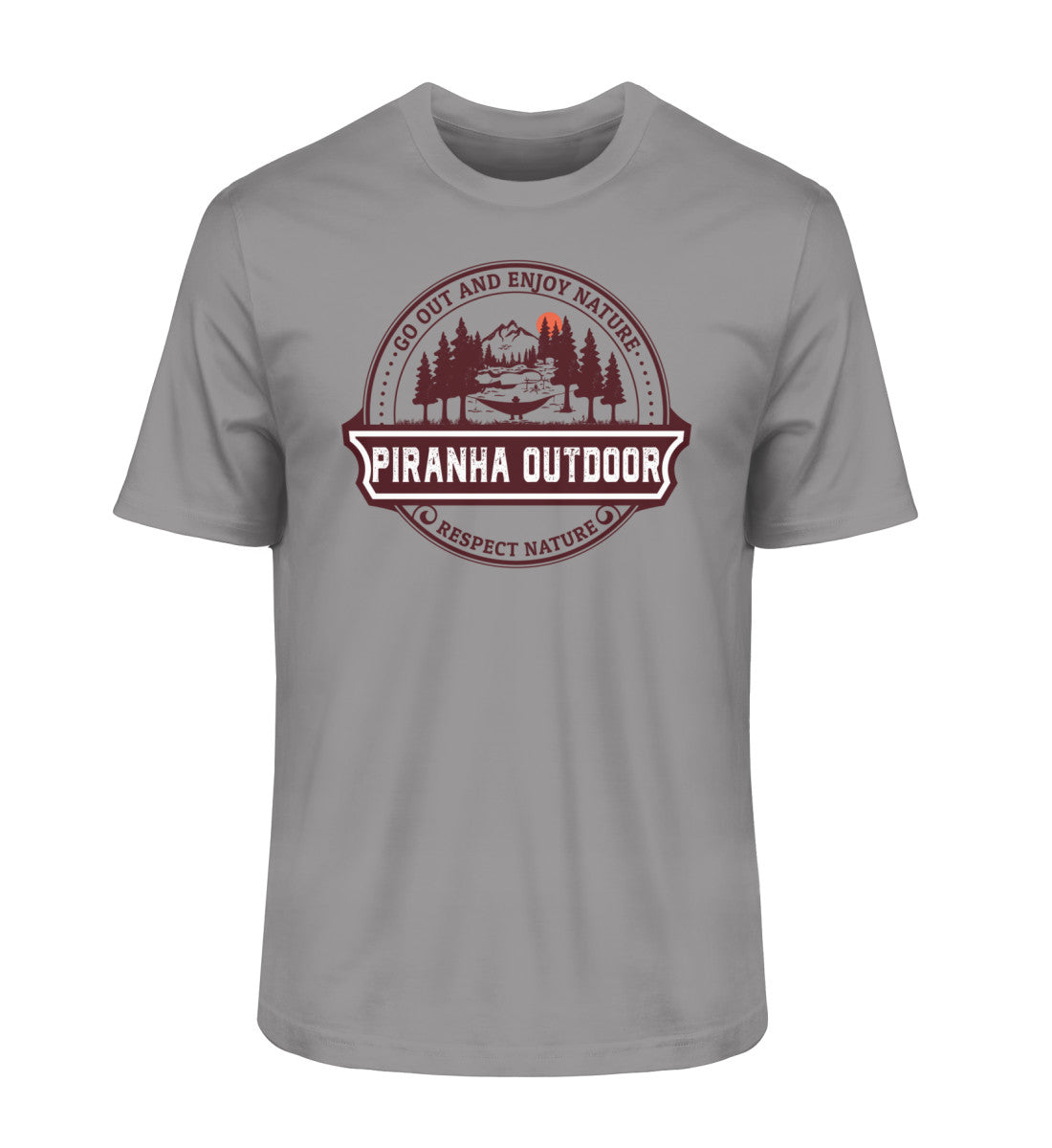 Piranha Outdoor Wald Harmonie - Herren Premium Bio T-Shirt in Farbe Mid Heather Grey