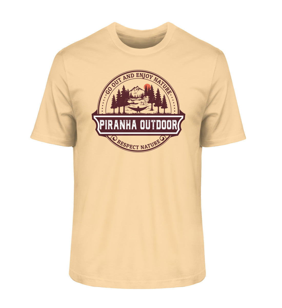 Piranha Outdoor Wald Harmonie - Herren Premium Bio T-Shirt in Farbe Nispero