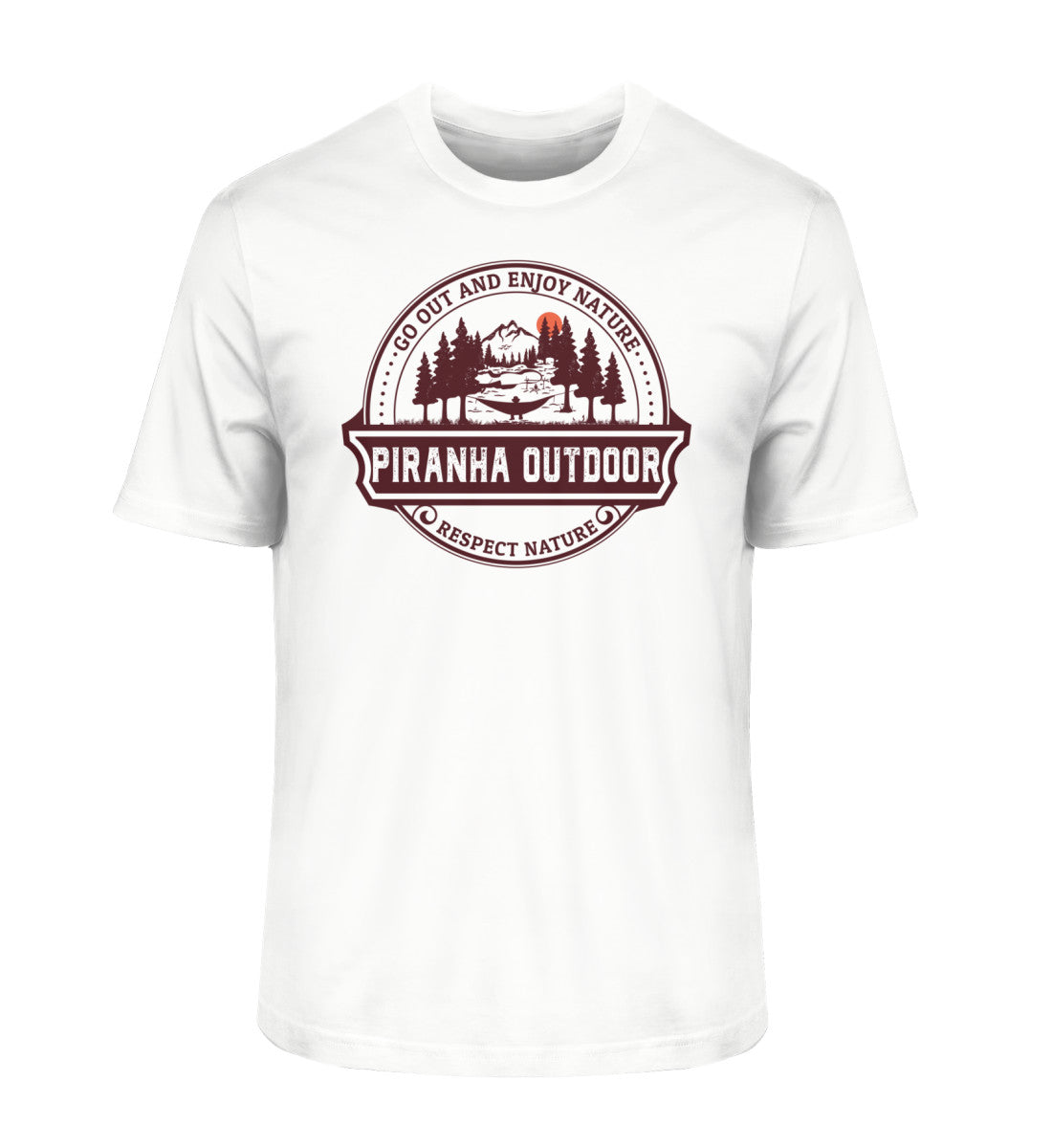 Piranha Outdoor Wald Harmonie - Herren Premium Bio T-Shirt in Farbe White