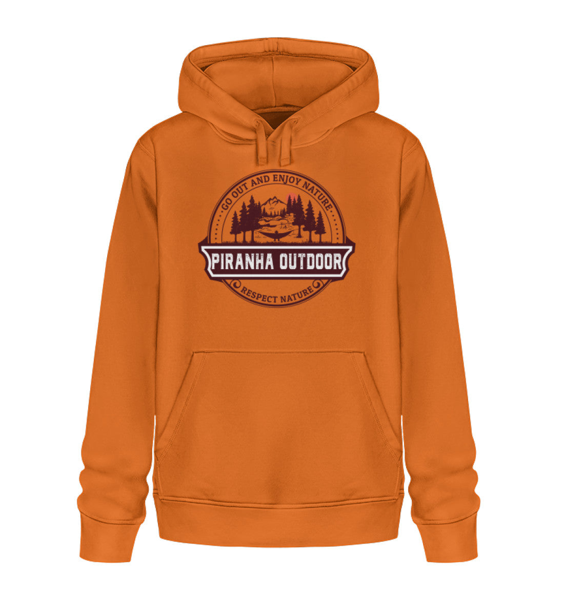 Piranha Outdoor Wald Harmonie - Unisex Bio Hoodie in Farbe Bright Orange