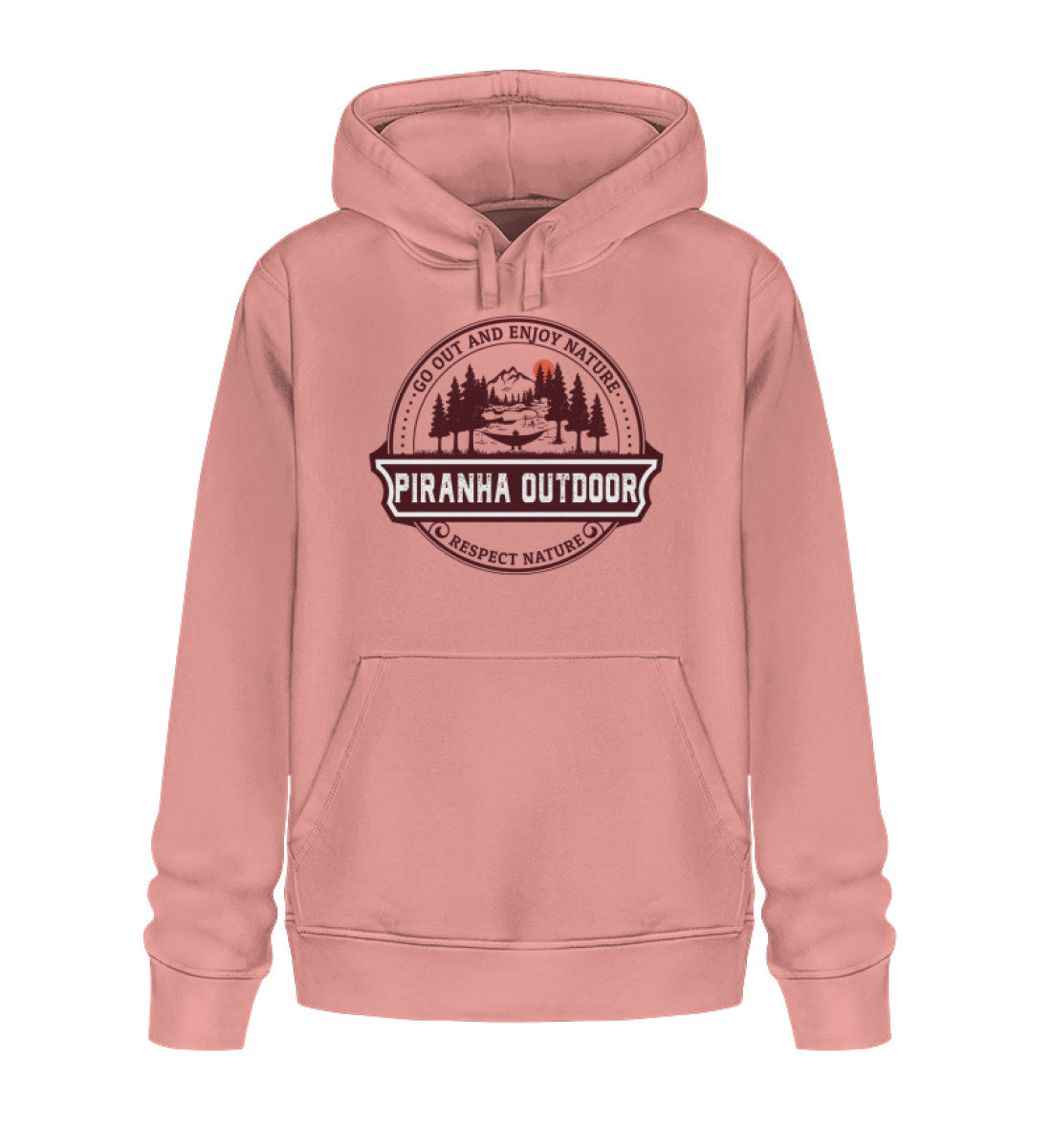 Piranha Outdoor Wald Harmonie - Unisex Bio Hoodie in Farbe Canyon Pink