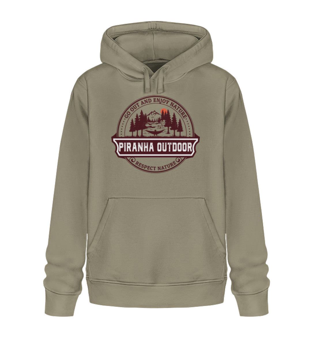 Piranha Outdoor Wald Harmonie - Unisex Bio Hoodie in Farbe Khaki