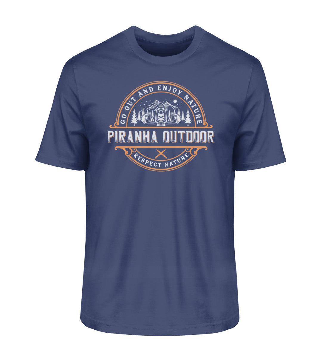 Piranha Outdoor Wildnis Entdecken - Herren Premium Bio T-Shirt in Farbe French Navy