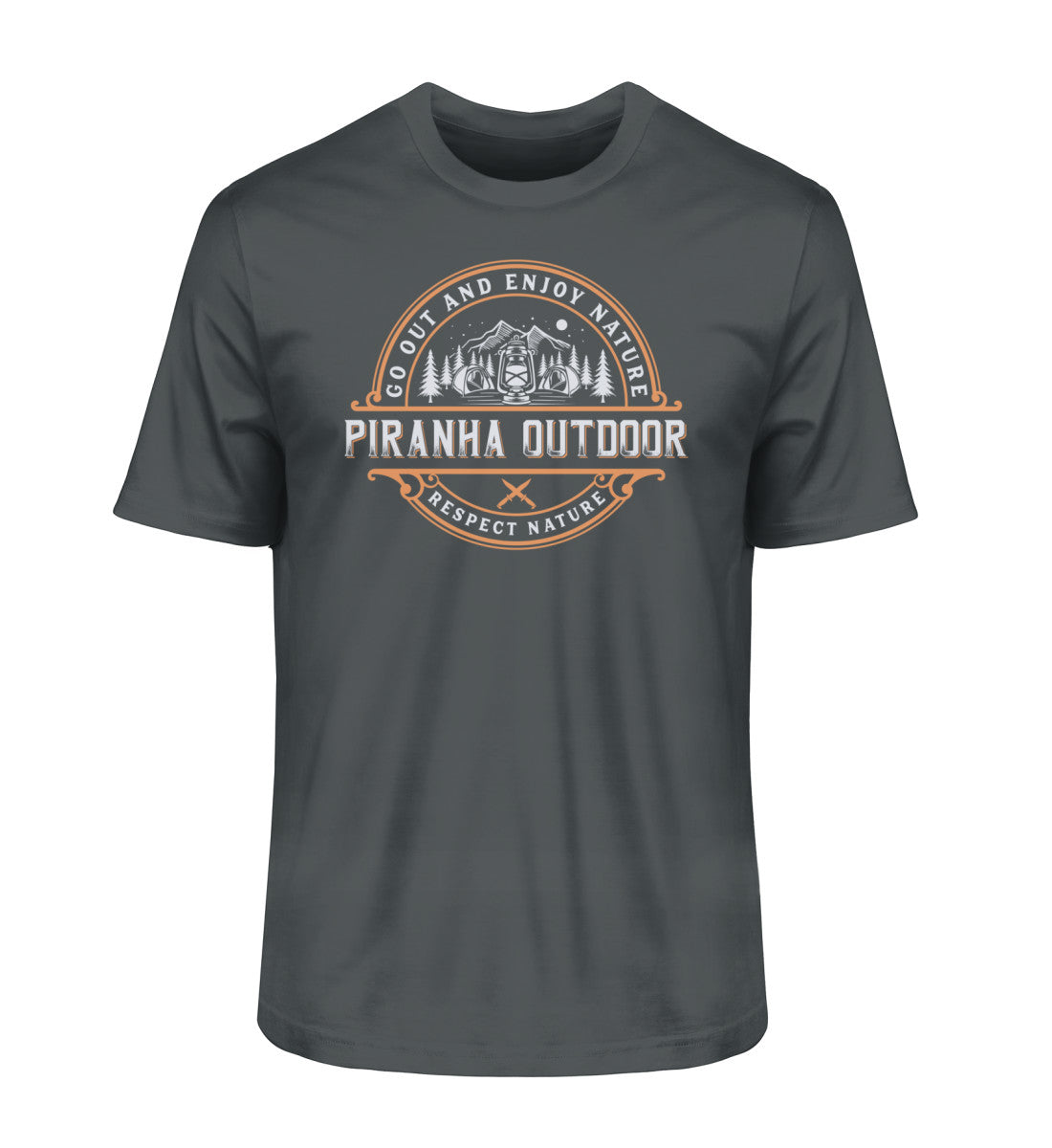 Piranha Outdoor Wildnis Entdecken - Herren Premium Bio T-Shirt in Farbe India Ink Grey