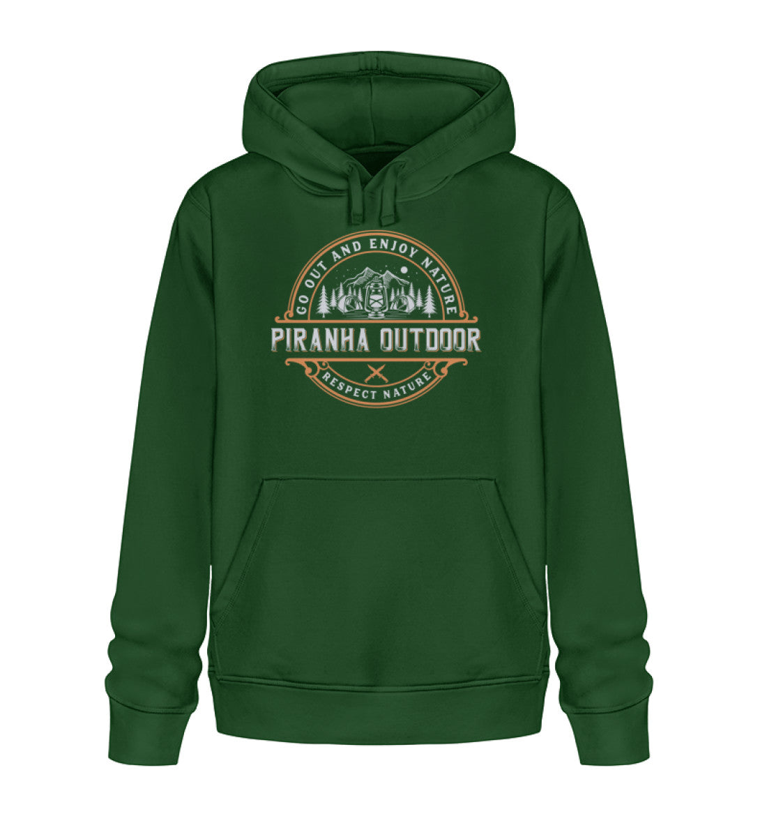 Piranha Outdoor Wildnis Entdecken - Unisex Bio Hoodie in Farbe Bottle Green