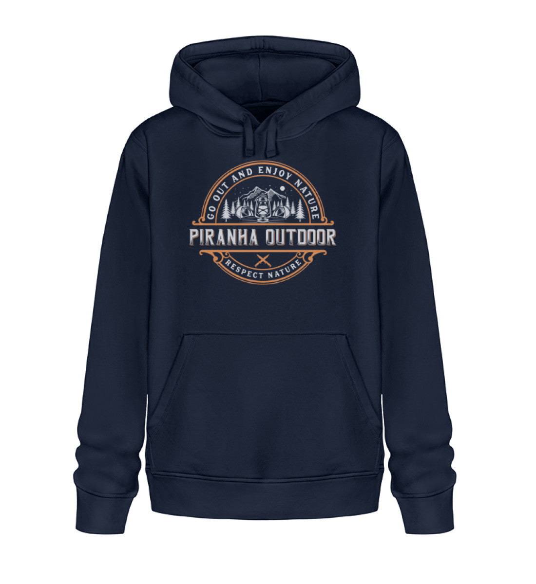 Piranha Outdoor Wildnis Entdecken - Unisex Bio Hoodie in Farbe French Navy