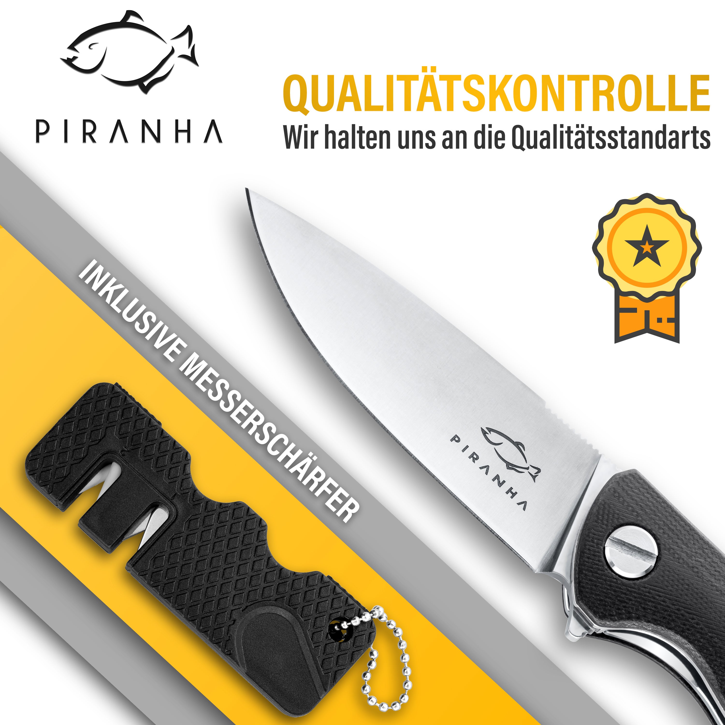 Bushcraft Messer Outdoor – D2 Stahl Klappmesser – Camping Survival Knife – G10 Griff - Silber