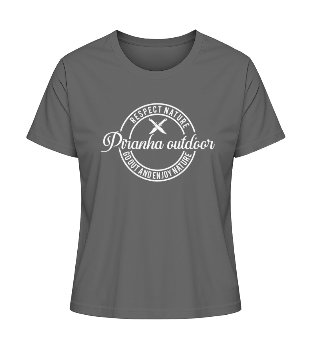Piranha Outdoor Abenteuer Pur - Damen Premium Bio T-Shirt in Farbe Anthracite