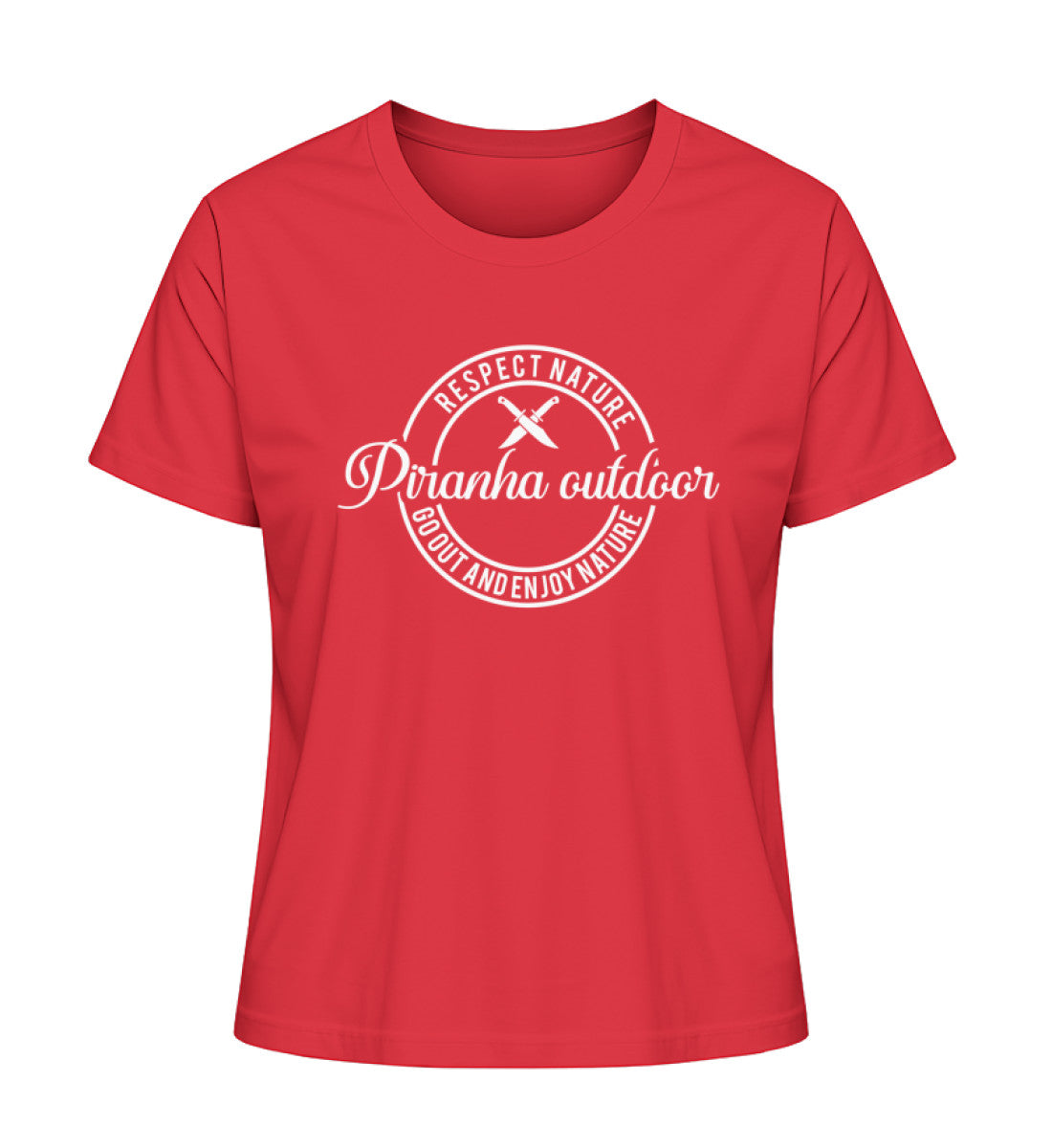 Piranha Outdoor Abenteuer Pur - Damen Premium Bio T-Shirt in Farbe Red