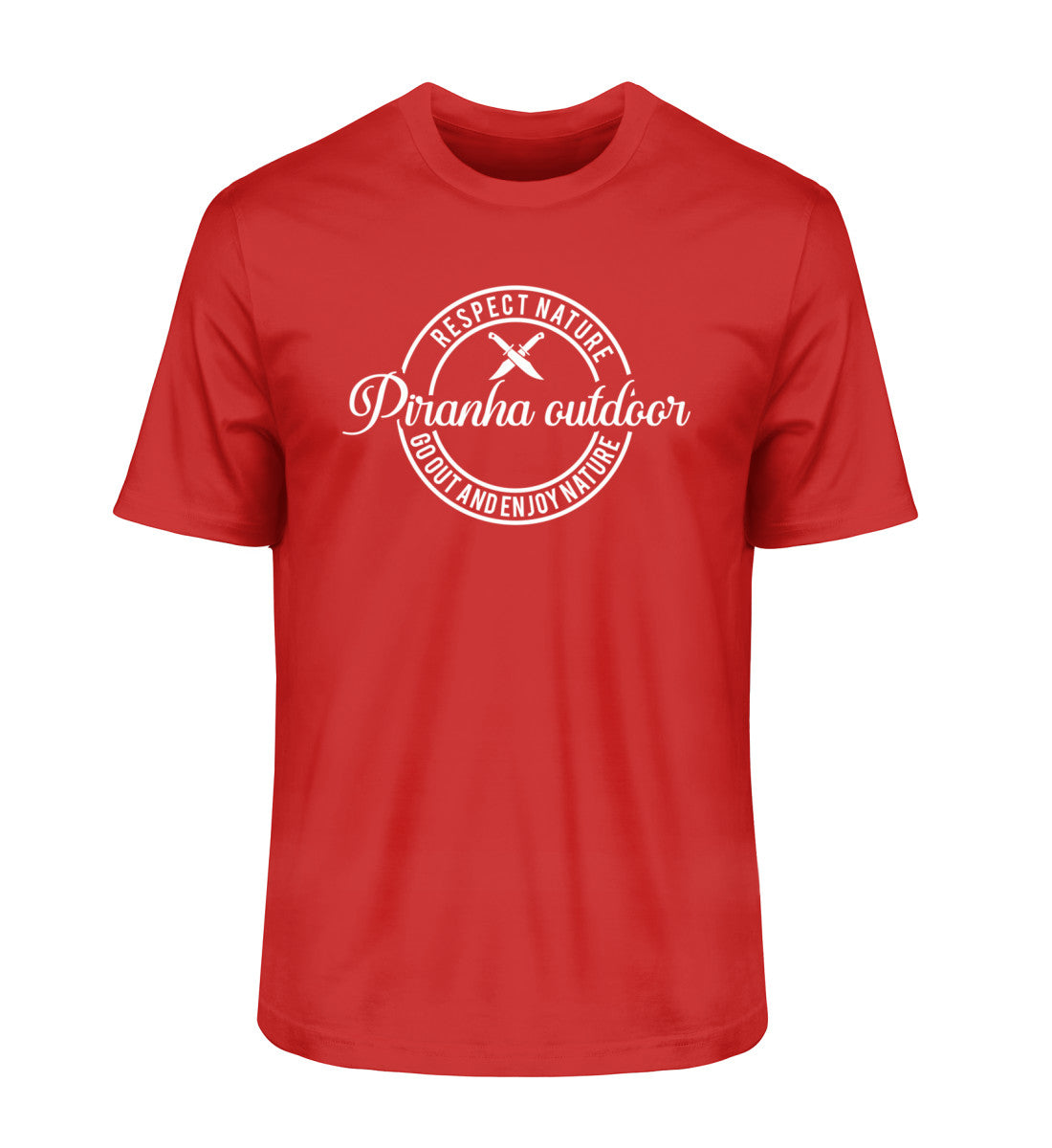 Piranha Outdoor Abenteuer Pur - Herren Premium Bio T-Shirt in Farbe Red Rot