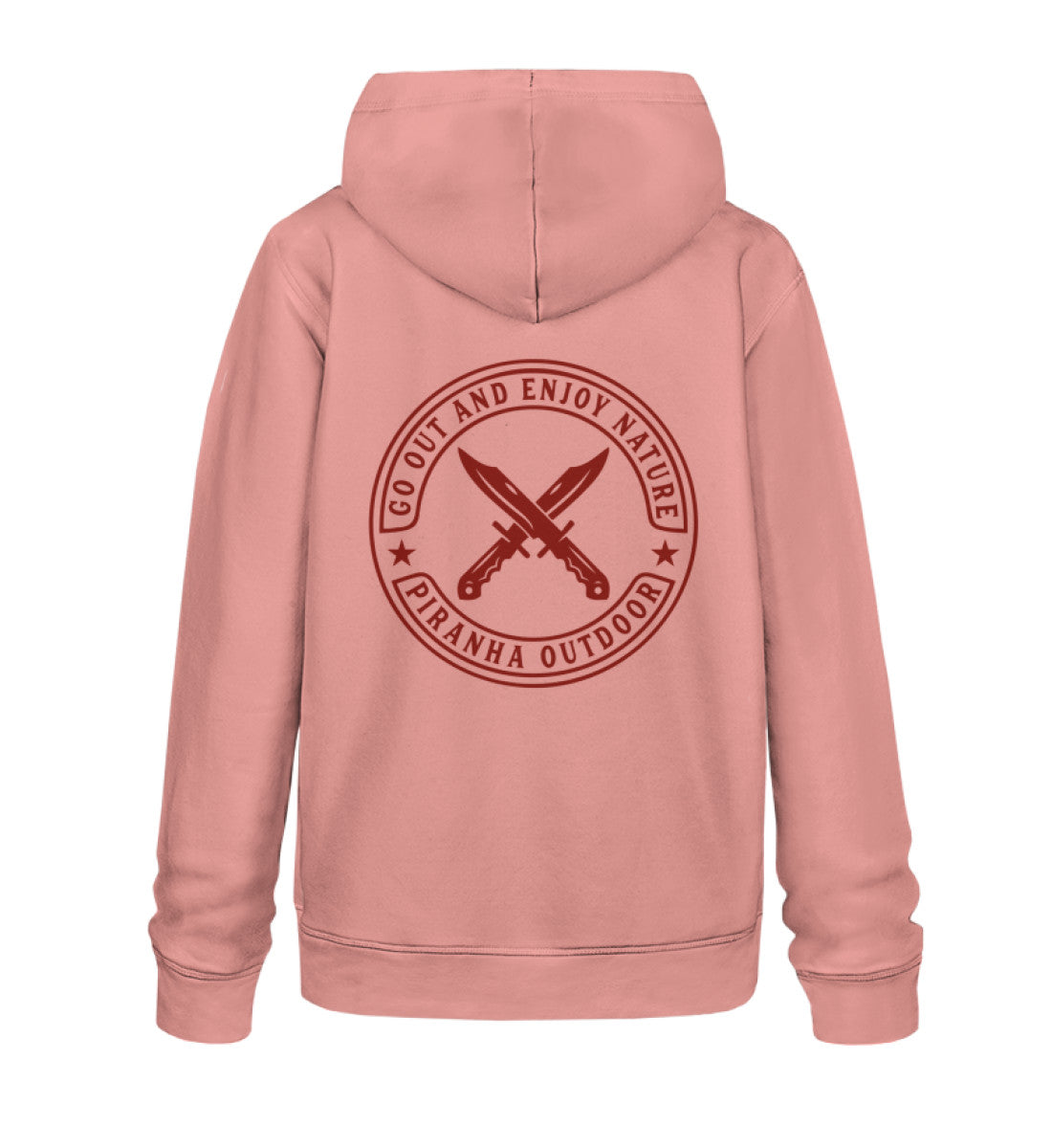 Piranha Outdoor Abenteuer Wildnis - Unisex Bio Hoodie in Farbe Canyon Pink