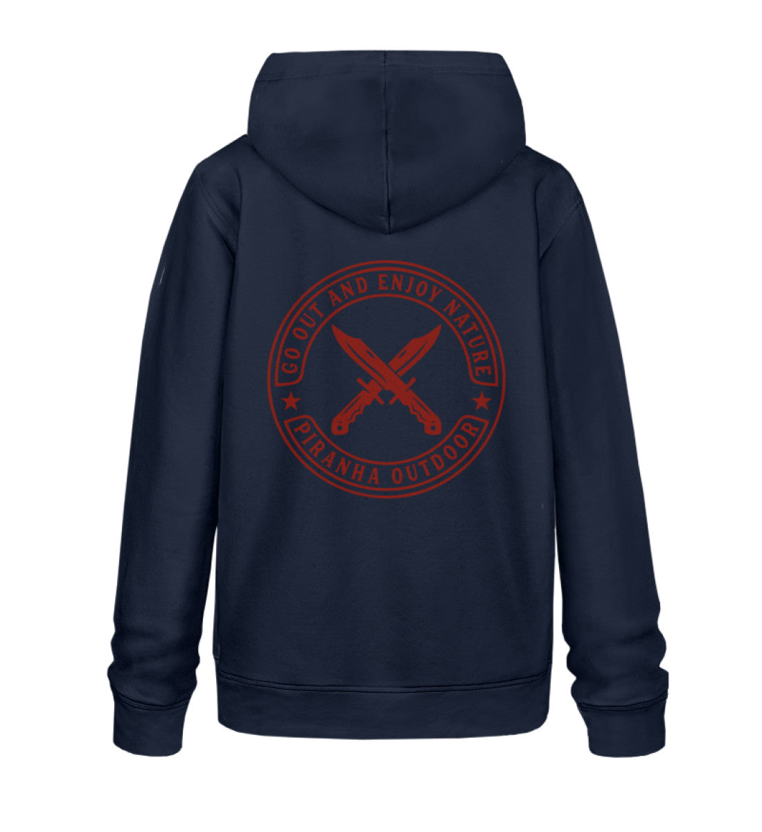 Piranha Outdoor Abenteuer Wildnis - Unisex Bio Hoodie in Farbe French Navy