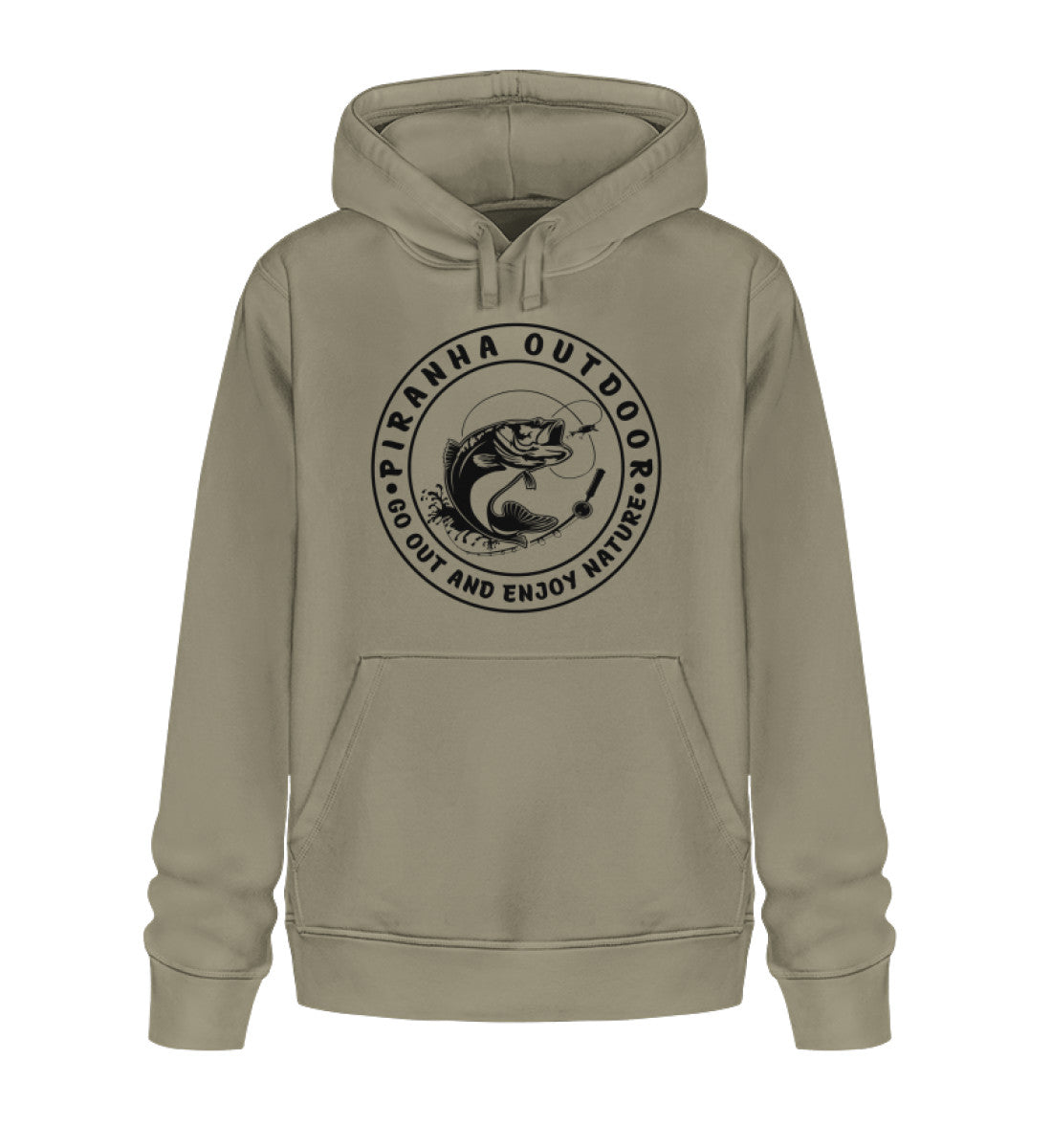 Piranha Outdoor Angeln - Unisex Bio Hoodie in Farbe Khaki