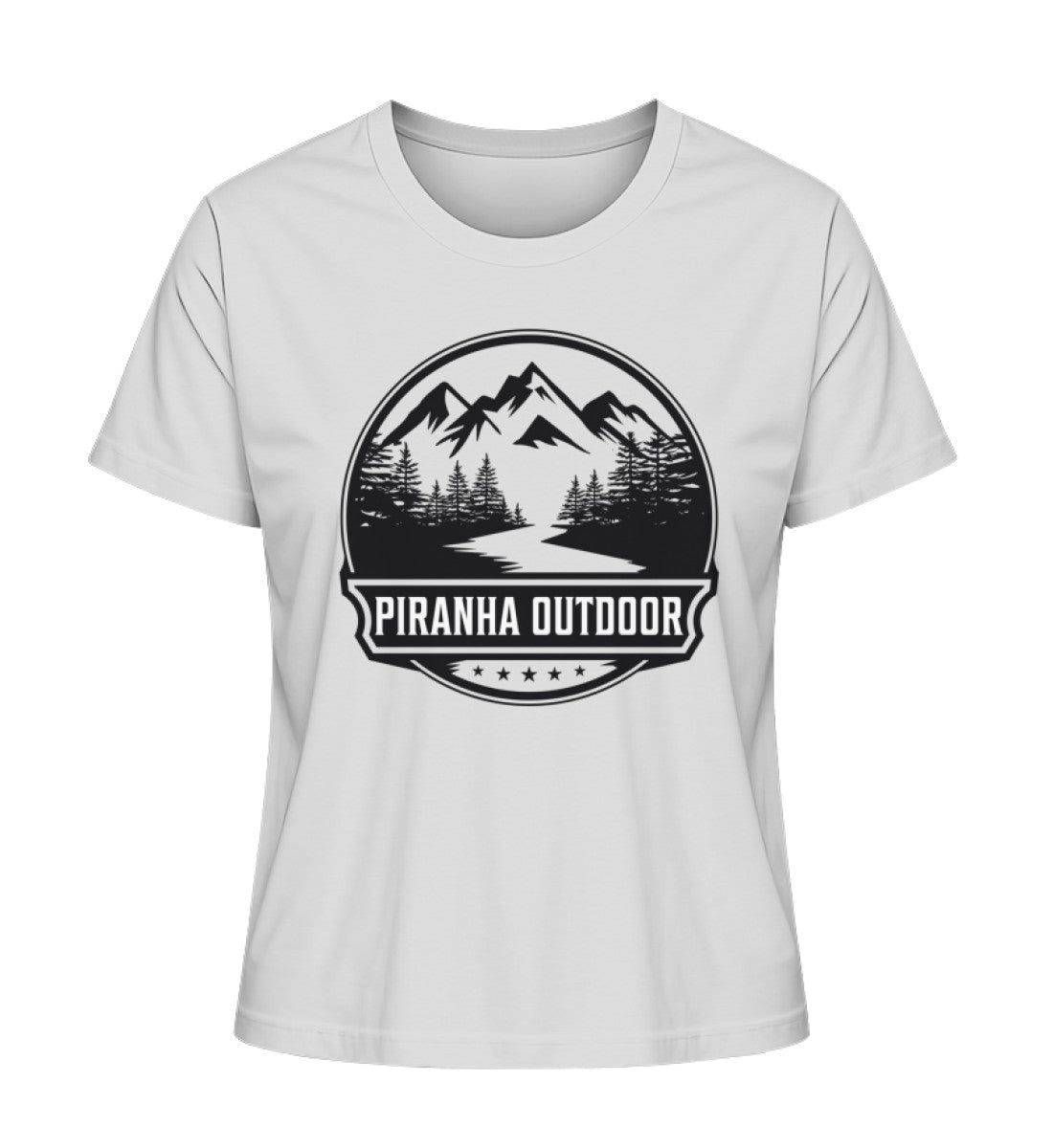 Piranha Outdoor Berg Abenteuer - Damen Premium Bio T-Shirt in Farbe Heather Grey
