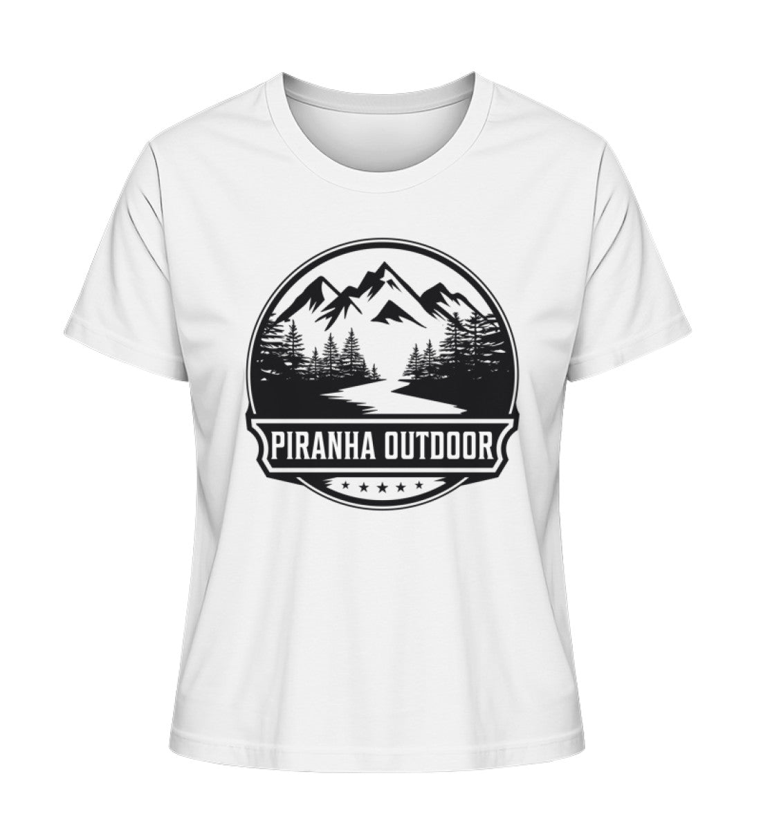 Piranha Outdoor Berg Abenteuer - Damen Premium Bio T-Shirt in Farbe White