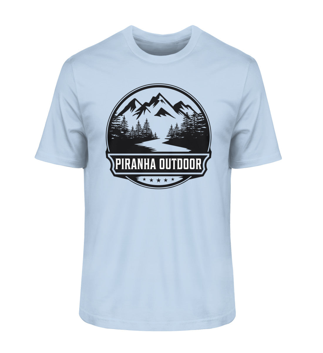 Piranha Outdoor Berg Abenteuer - Herren Premium Bio T-Shirt in Farbe Blue Soul