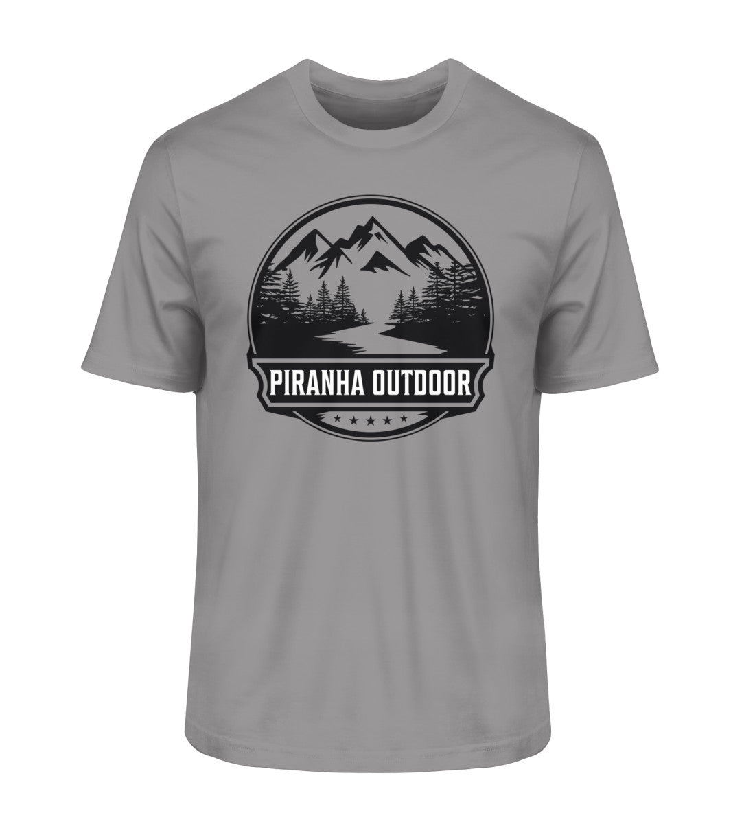 Piranha Outdoor Berg Abenteuer - Herren Premium Bio T-Shirt in Farbe Mid Heather Grey