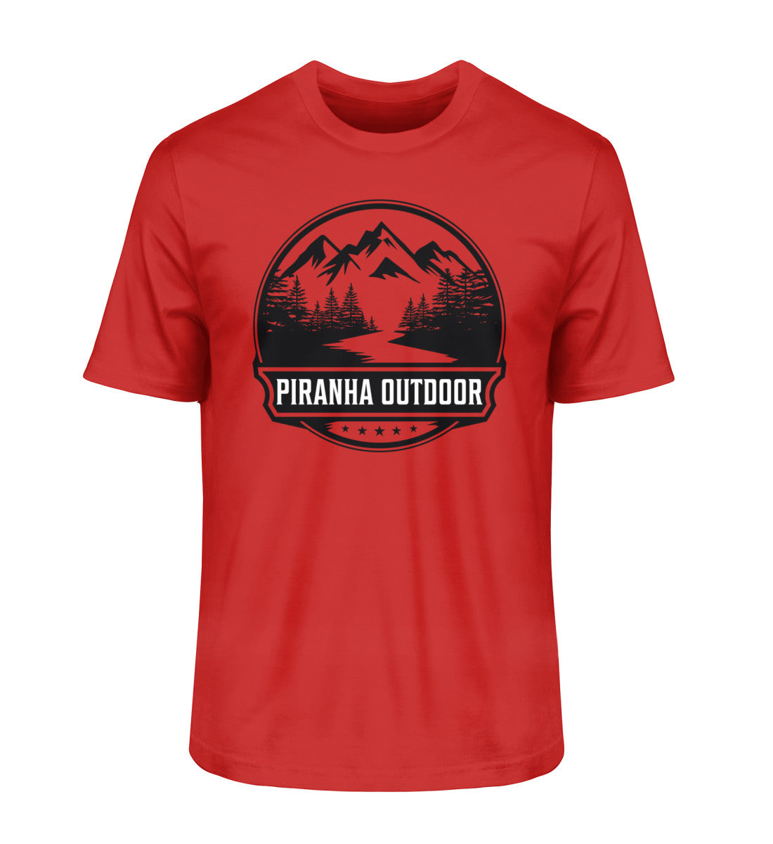 Piranha Outdoor Berg Abenteuer - Herren Premium Bio T-Shirt in Farbe Red